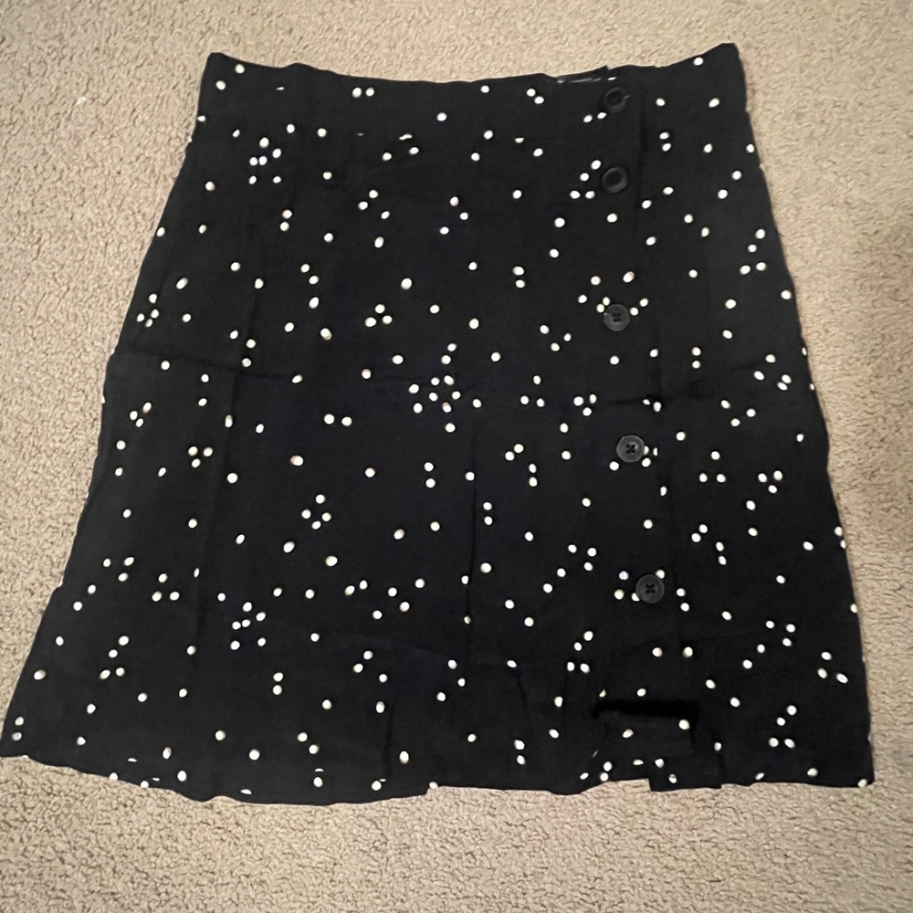 NWT black button up polka dot mini skater style skirt